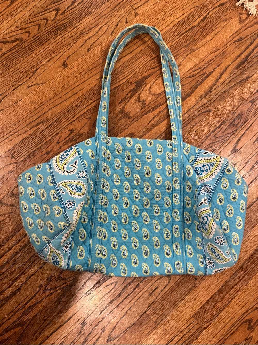 Vera Bradley Turquoise and Yellow Paisley Quilted Tote